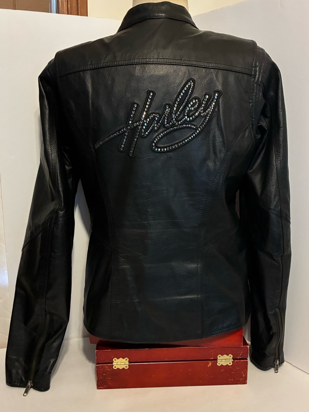 Harley-Davidson Black Leather Bling Script Leather Jacket